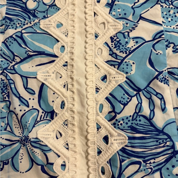 Lilly Pulitzer Jubilee Blue Floral Lace Trim Shift Dress - Picture 4 of 9